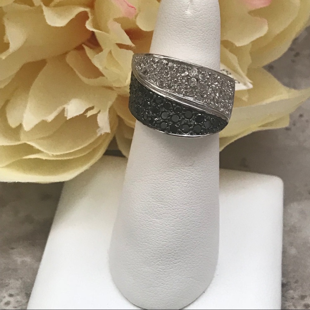 COPY - Black/White Cubic Zirconia Silver Ring